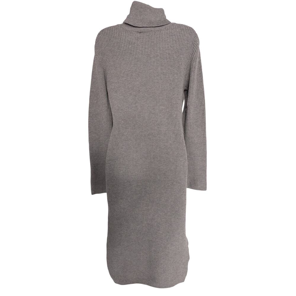 Lulus Sheerah Turtleneck Knit Sweater Dress Long Sleeve Gray - Picture 4 of 12